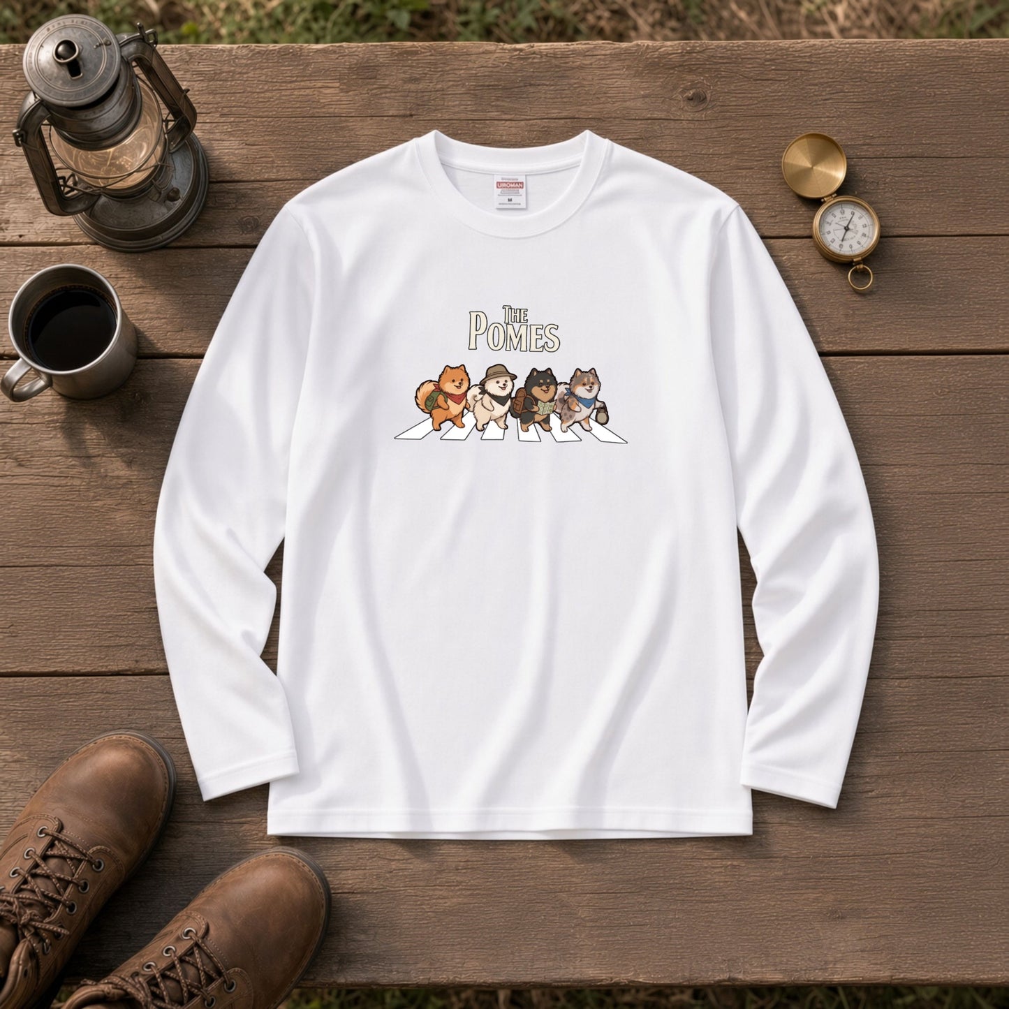 THE POMES ポメラニアン横断歩道 長袖Tシャツ