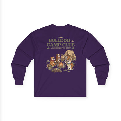 Bulldog Camp Club Campfire Coffee Back Print Long Sleeve T-Shirt