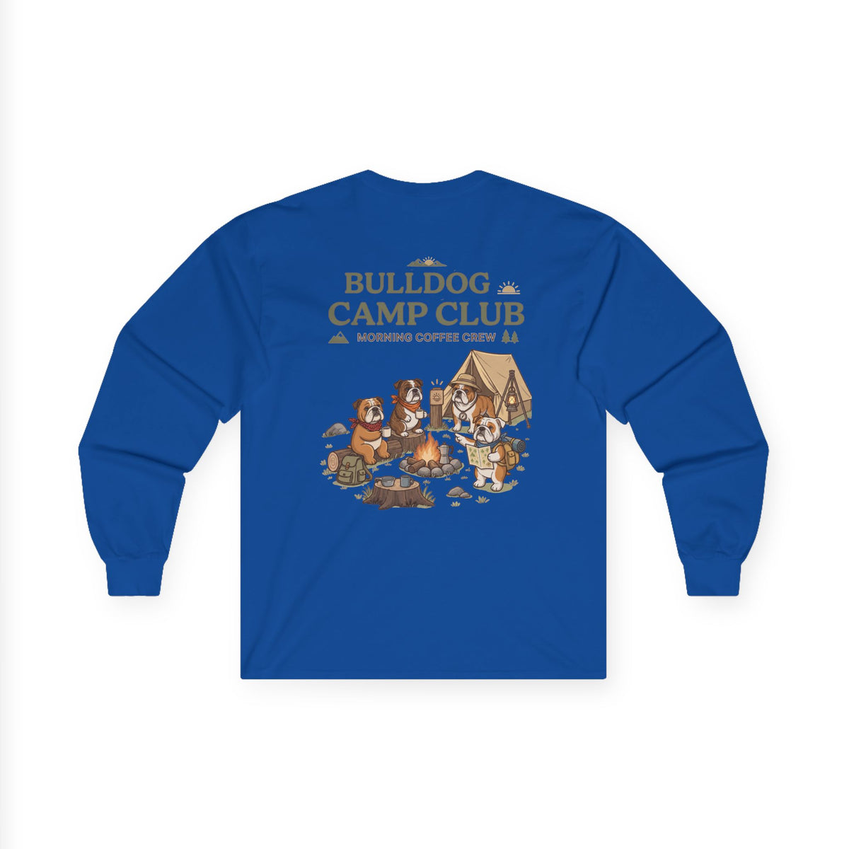 Bulldog Camp Club Campfire Coffee Back Print Long Sleeve T-Shirt