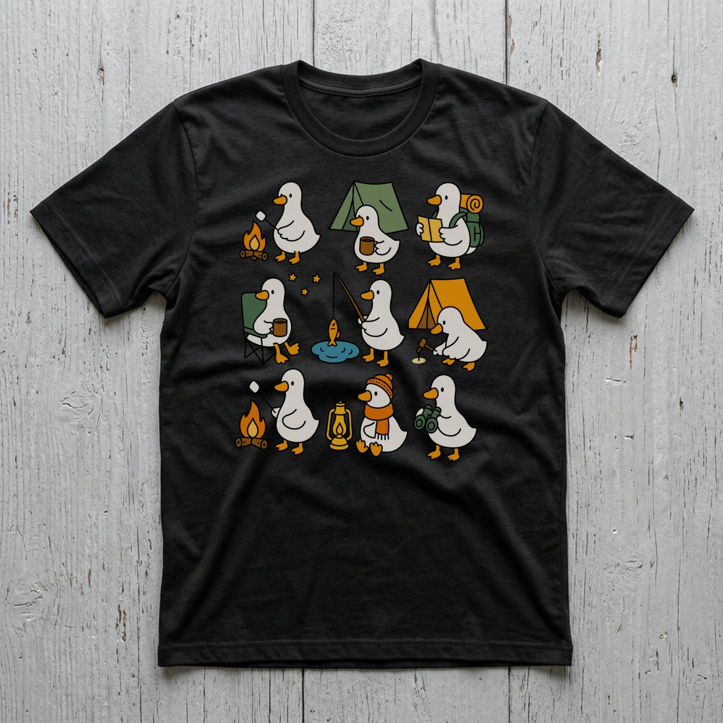 かわいいガチョウのキャンプTシャツ