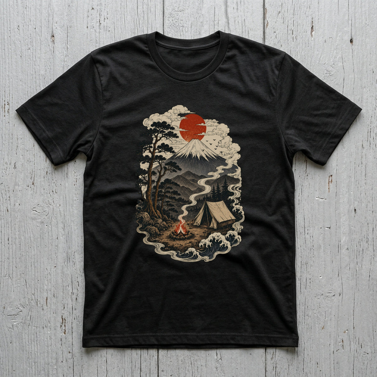 富士山デザイン・キャンプTシャツ