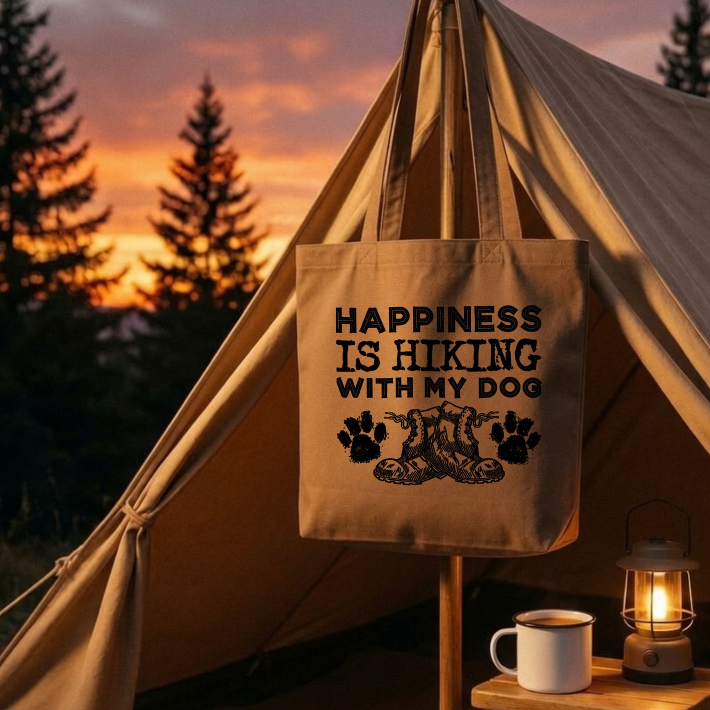 【愛犬とハイキング・登山靴デザイン】キャンバストートバッグ | CAMPMODE