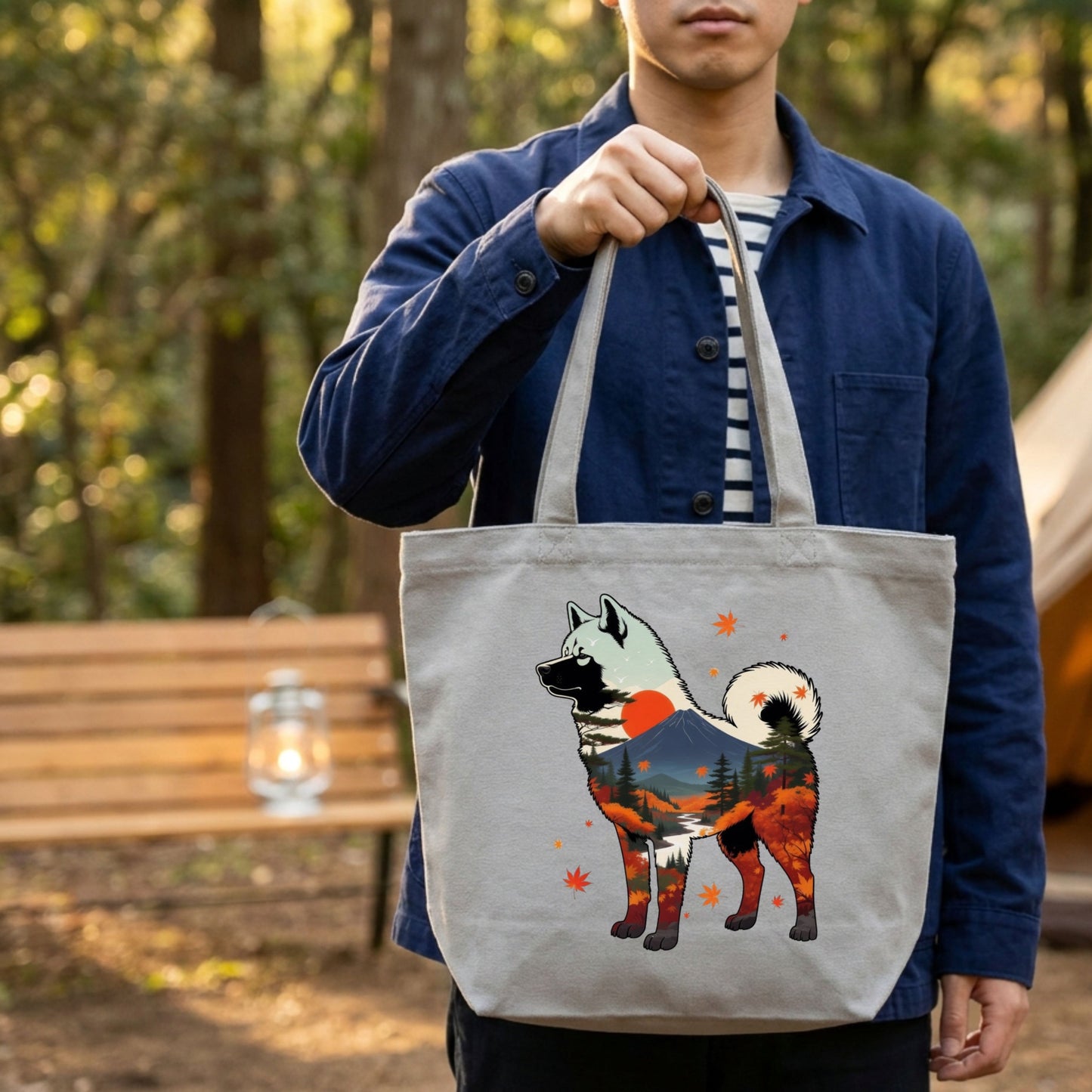 【Akita】2マウンテン風景キャンバストートバッグ | CAMPMODE