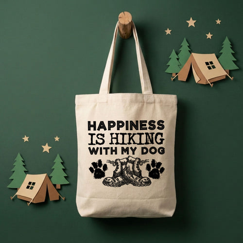 Happiness Is Hiking With My Dog Canvas Tote Bag