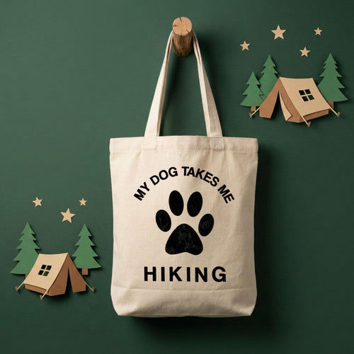 My Dog Takes Me Hiking Canvas Tote Bag