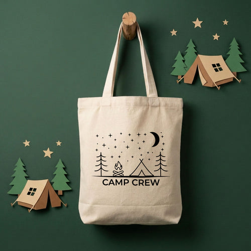 Camp Crew Starry Night Campfire Canvas Tote Bag