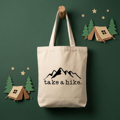 Take A Hike Minimalist Mountain Range Canvas Tote Bag