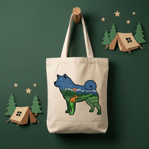 Akita Inu Silhouette Nature Wilderness Eco Shopping Bag