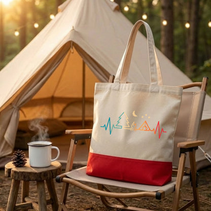 【キャンプの鼓動】カラフルキャンバストートバッグ｜CAMPMODE