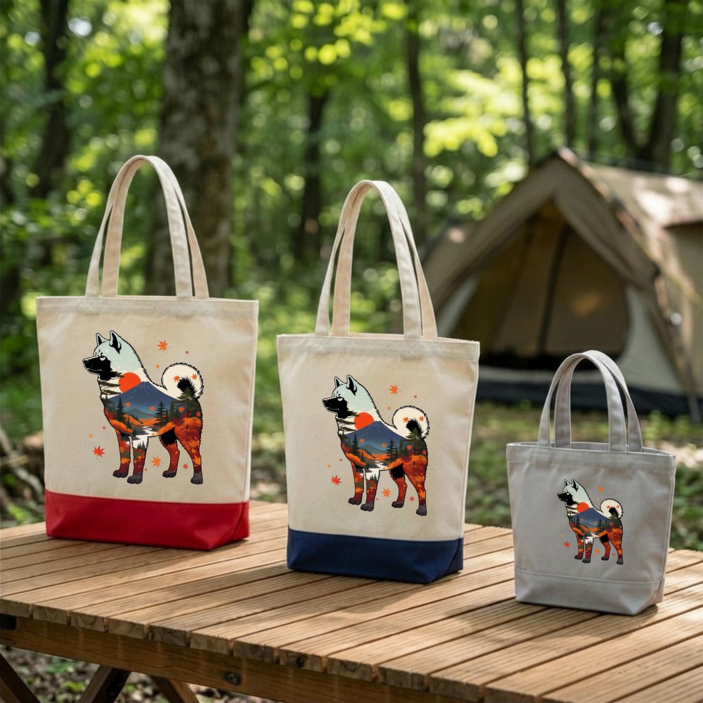 【Akita】2マウンテン風景キャンバストートバッグ | CAMPMODE
