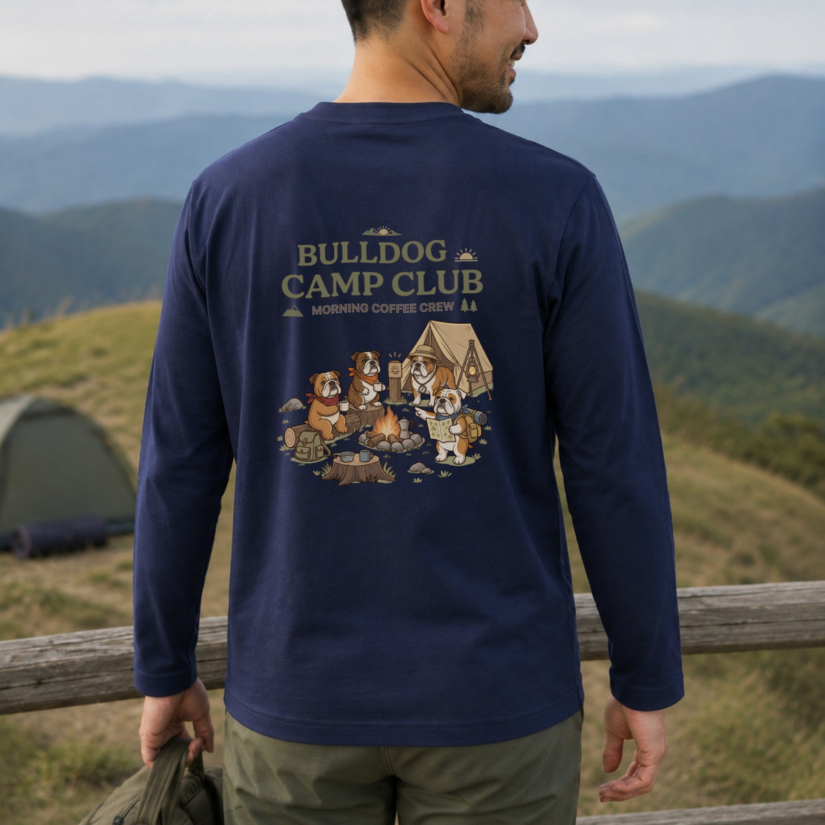 BULLDOG CAMP CLUB ブルドッグ キャンプ バックプリント長袖Tシャツ