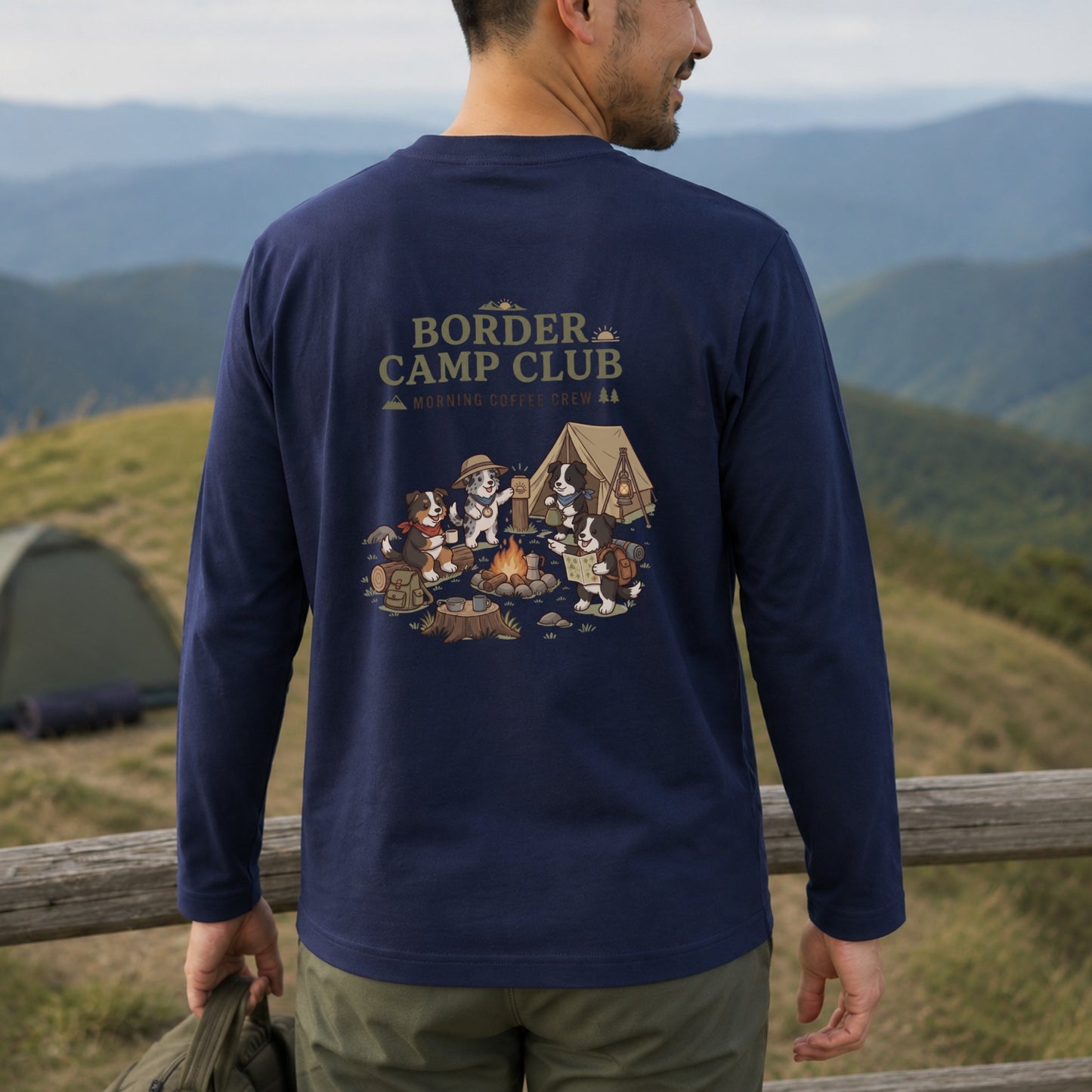 BORDER CAMP CLUB ボーダーコリー ロングスリーブTシャツ ｜バックプリント