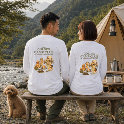 GOLDEN CAMP CLUB ゴールデンレトリバー キャンプ バックプリント長袖Tシャツ