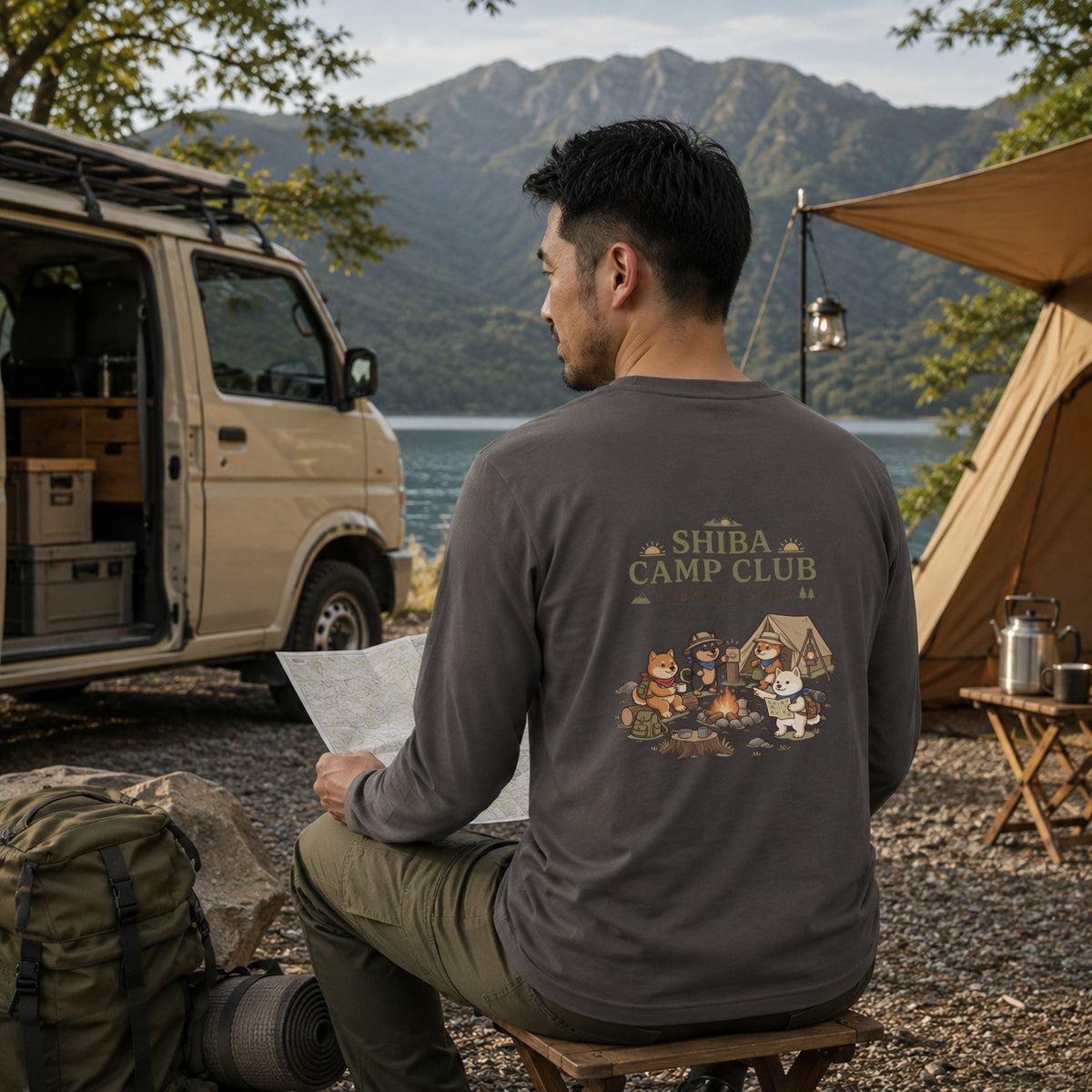 SHIBA CAMP CLUB 柴犬 ロングスリーブTシャツ ｜バックプリント