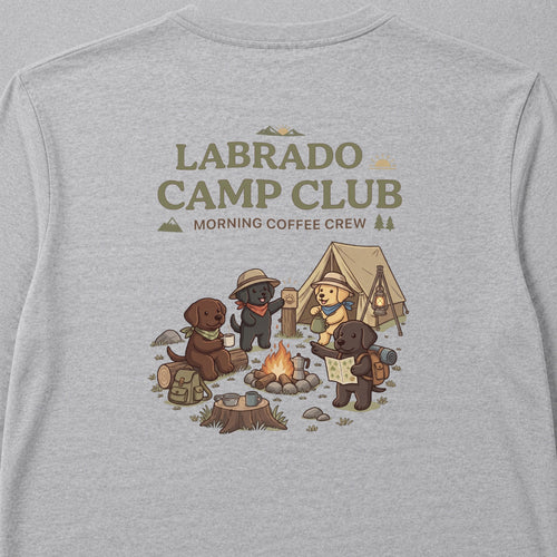 Labrador Camp Club Campfire Coffee Back Print Long Sleeve T-Shirt