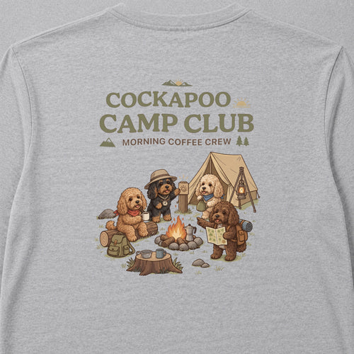 Cockapoo Camp Club Campfire Coffee Back Print Long Sleeve T-Shirt