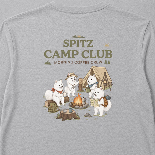 Japanese Spitz Camp Club Back Print Long Sleeve T-Shirt