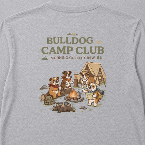 Bulldog Camp Club Campfire Coffee Back Print Long Sleeve T-Shirt