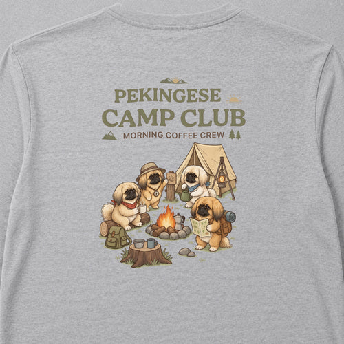 Pekingese Camp Club Campfire Coffee Back Print Long Sleeve T-Shirt