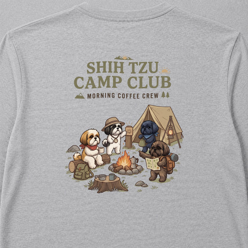 Shih Tzu Camp Club Campfire Coffee Long Sleeve T-Shirt