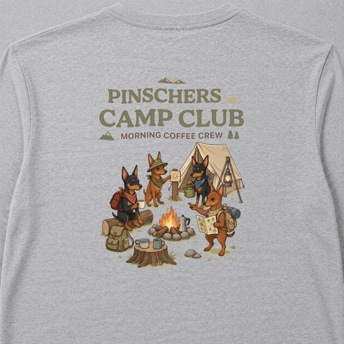 Pinscher Camp Club Campfire Coffee Back Print Long Sleeve T-Shirt