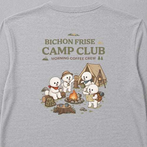 Bichon Frise Camp Club Back Print Long Sleeve T-Shirt
