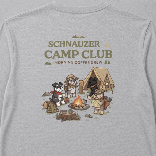 Miniature Schnauzer Camp Club Back Print Long Sleeve T-Shirt
