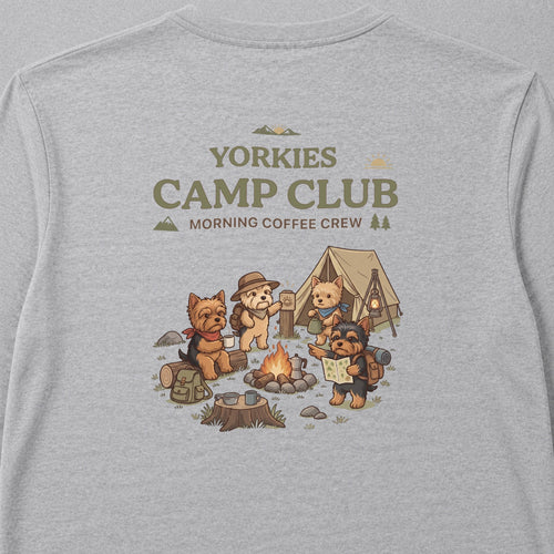 Yorkshire Terrier Camp Club Back Print Long Sleeve T-Shirt