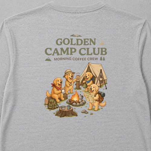 Golden Retriever Camp Club Back Print Long Sleeve T-Shirt