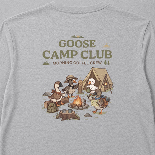 Goose Camp Club Campfire Coffee Back Print Long Sleeve T-Shirt