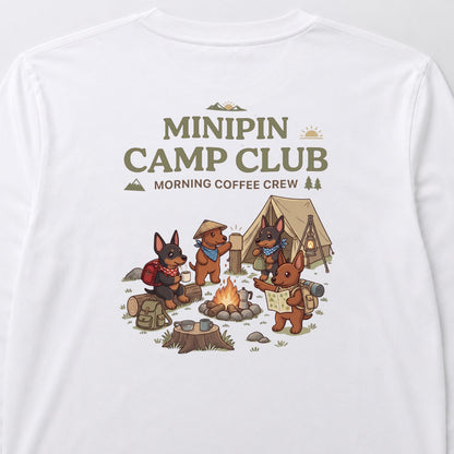 MINIPIN CAMP CLUB ミニチュアピンシャー キャンプ バックプリント長袖Tシャツ