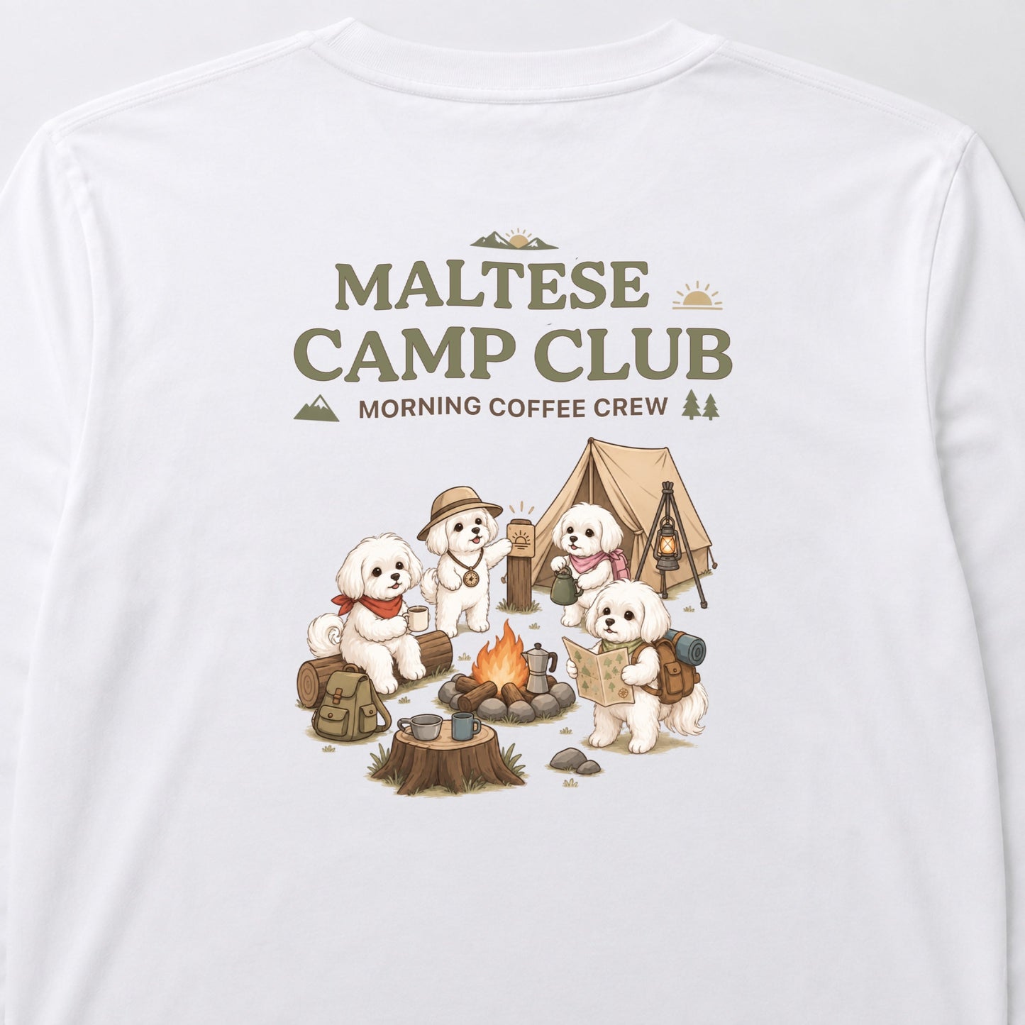 MALTESE CAMP CLUB マルチーズ キャンプ バックプリント長袖Tシャツ