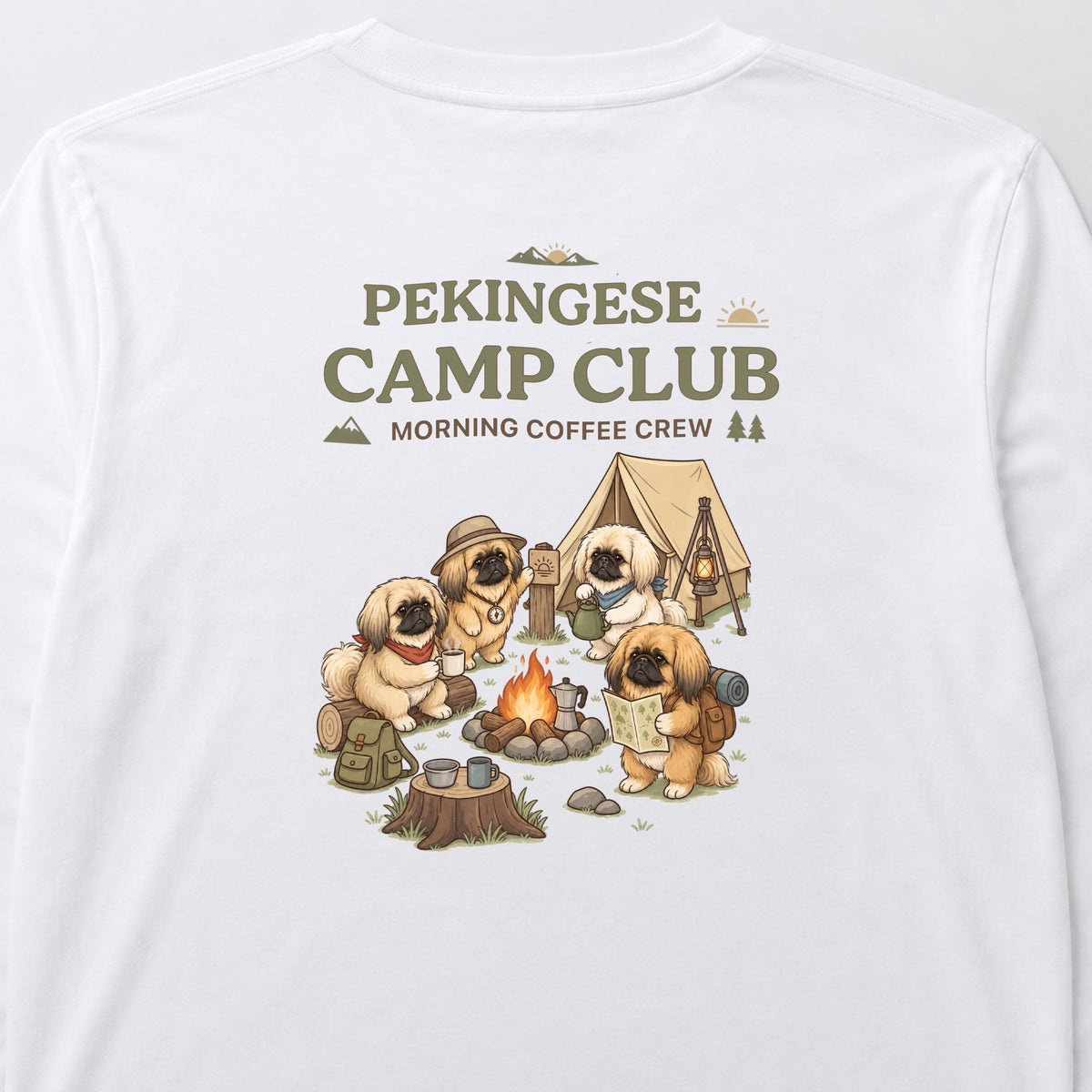 PEKINGESE CAMP CLUB ペキニーズ キャンプ バックプリント長袖Tシャツ