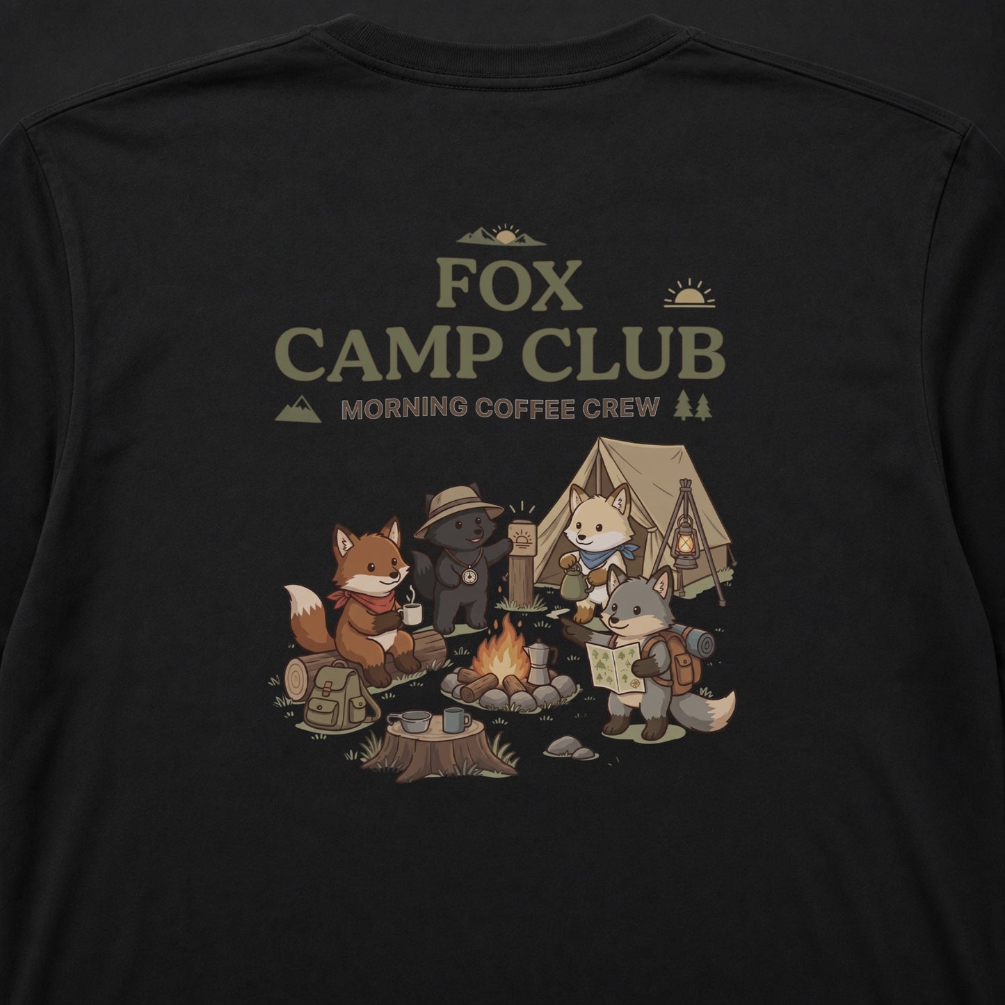 FOX CAMP CLUB キツネ キャンプ バックプリント長袖Tシャツ