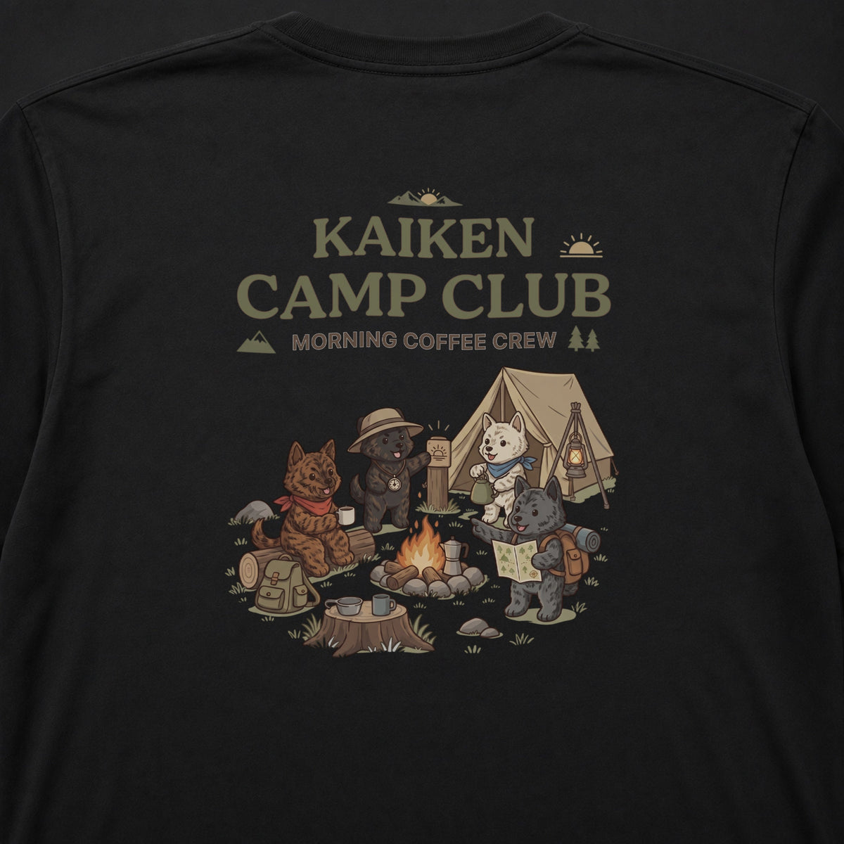 KAIKEN CAMP CLUB 甲斐犬 キャンプ バックプリント長袖Tシャツ