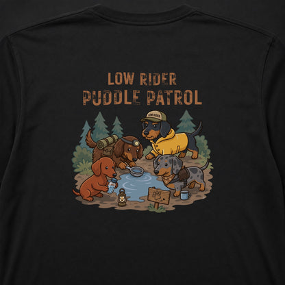 LOW RIDER PUDDLE PATROL ダックスフンド ロングスリーブTシャツ｜バックプリント