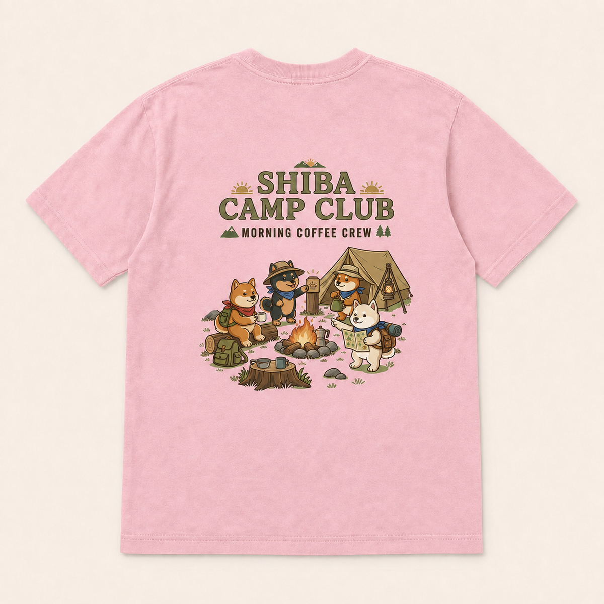 SHIBA CAMP CLUB 柴犬 キャンプTシャツ｜バックプリント