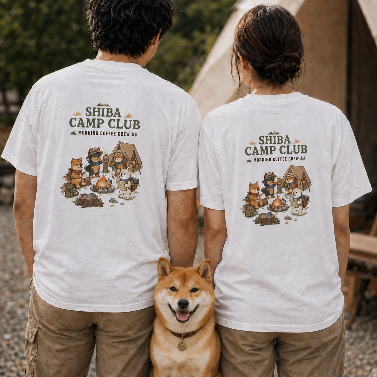 SHIBA CAMP CLUB 柴犬 キャンプTシャツ｜バックプリント