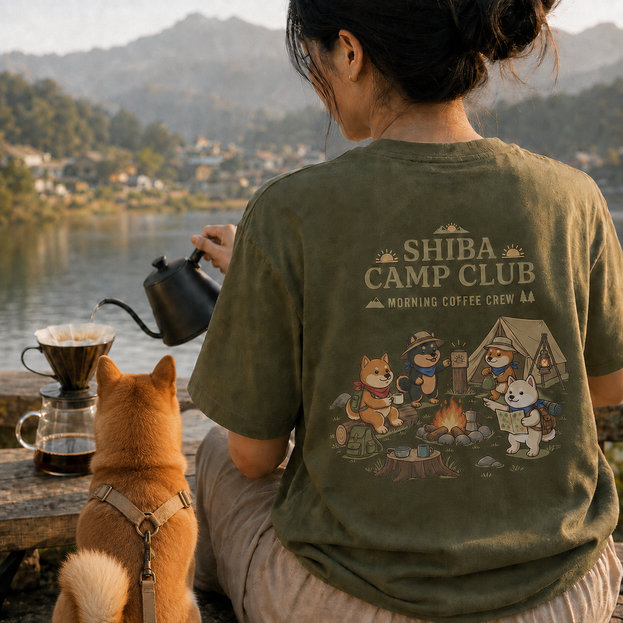 SHIBA CAMP CLUB 柴犬 キャンプTシャツ｜バックプリント