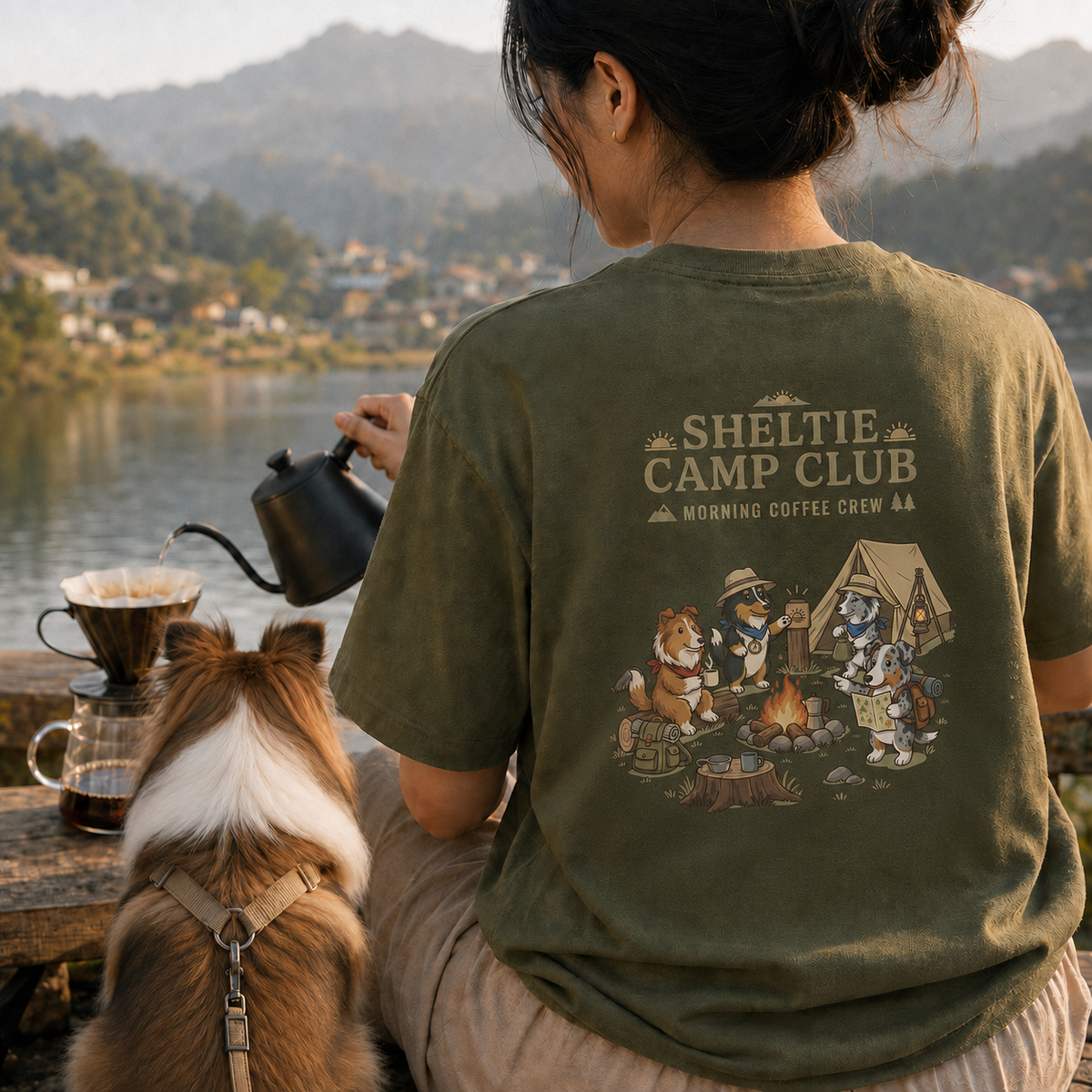 SHELTIE CAMP CLUB シェルティ キャンプTシャツ｜バックプリント