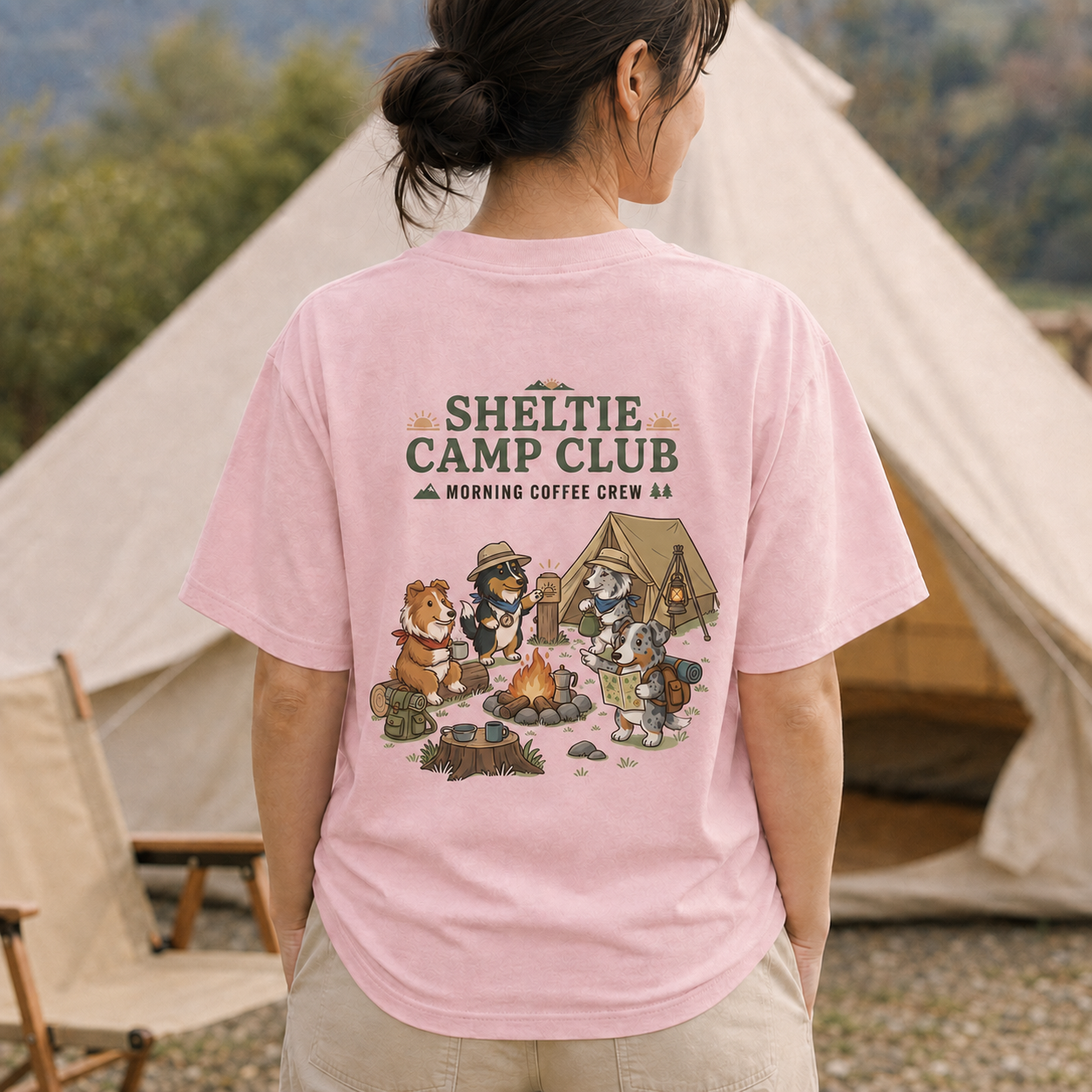 SHELTIE CAMP CLUB シェルティ キャンプTシャツ｜バックプリント
