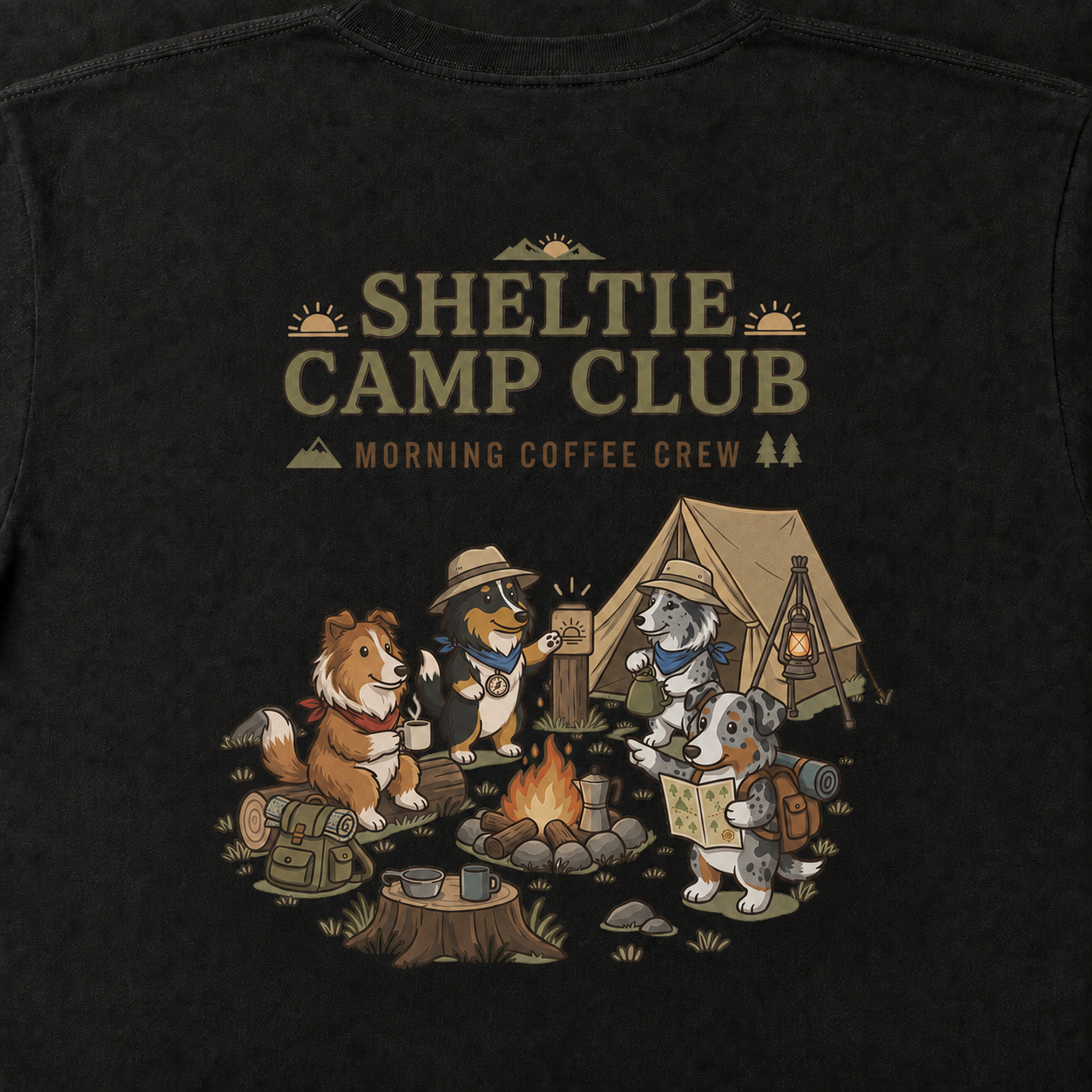 SHELTIE CAMP CLUB シェルティ キャンプTシャツ｜バックプリント