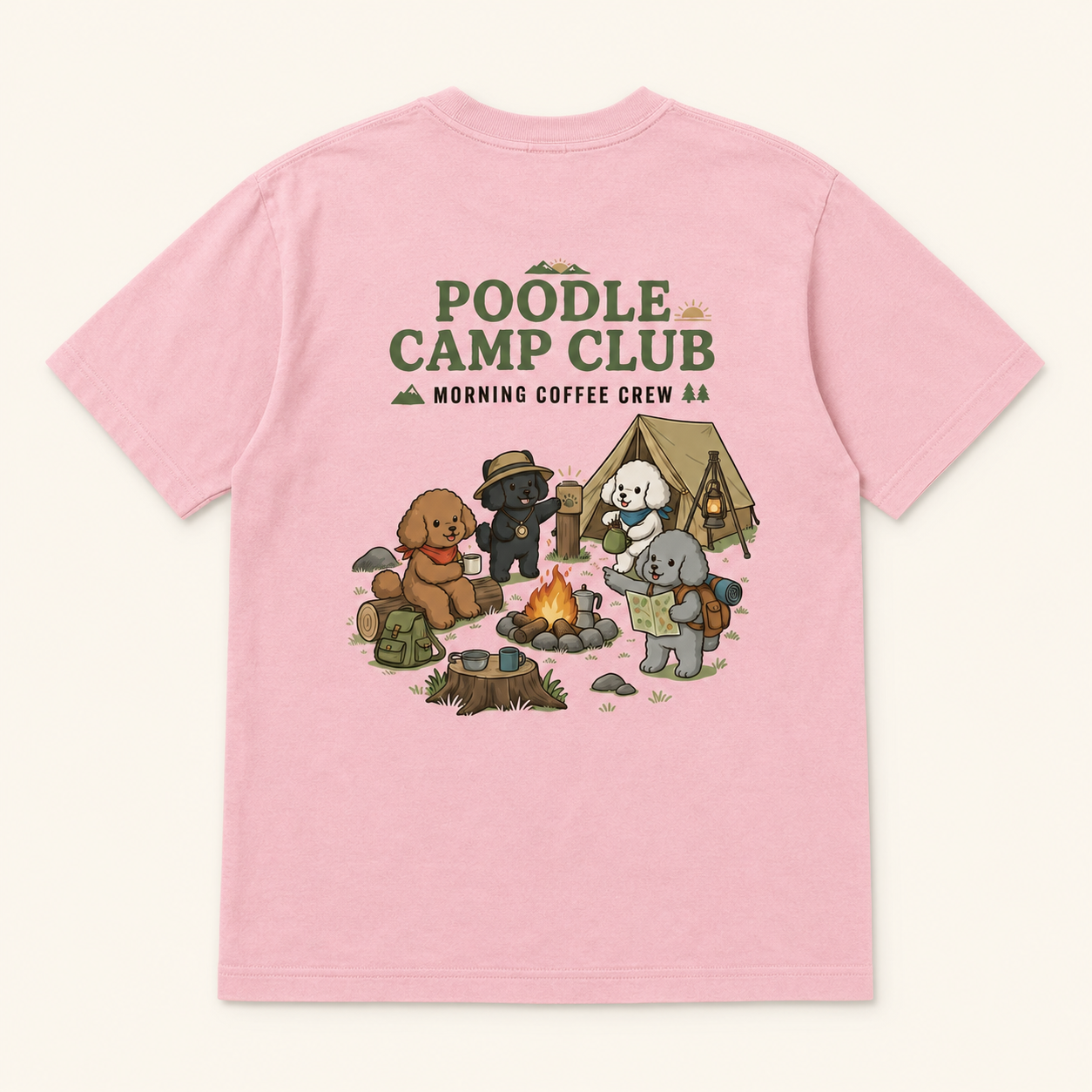 POODLE CAMP CLUB プードル キャンプTシャツ｜バックプリント