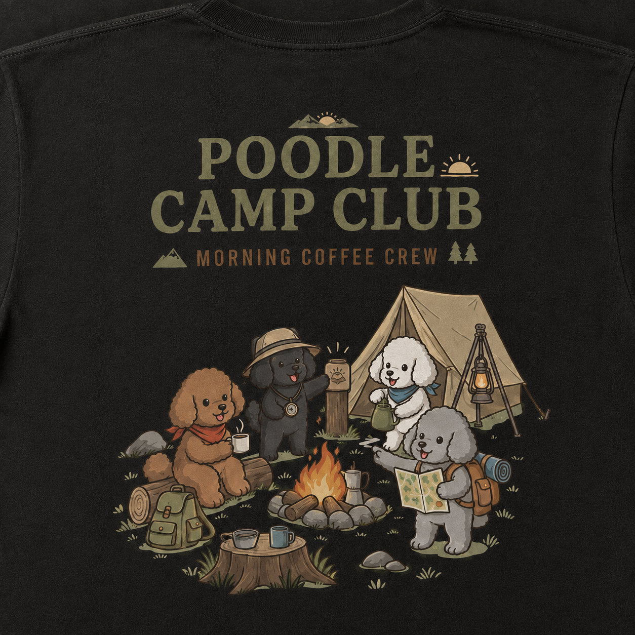 POODLE CAMP CLUB プードル キャンプTシャツ｜バックプリント