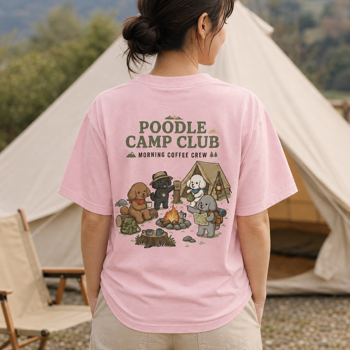 POODLE CAMP CLUB プードル キャンプTシャツ｜バックプリント