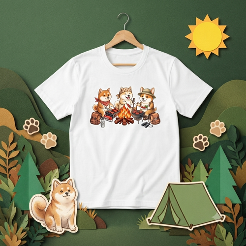 Cute Shiba Inus BBQ Campfire Camping T-Shirt