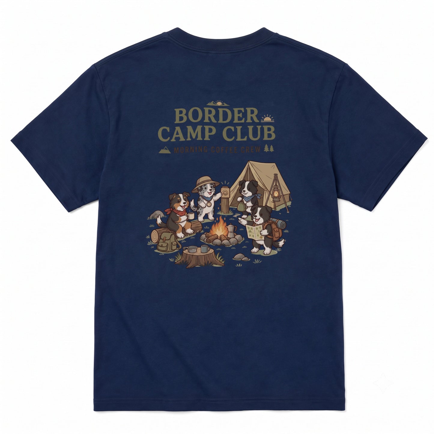 BORDER CAMP CLUB ボーダーコリー キャンプTシャツ｜バックプリント