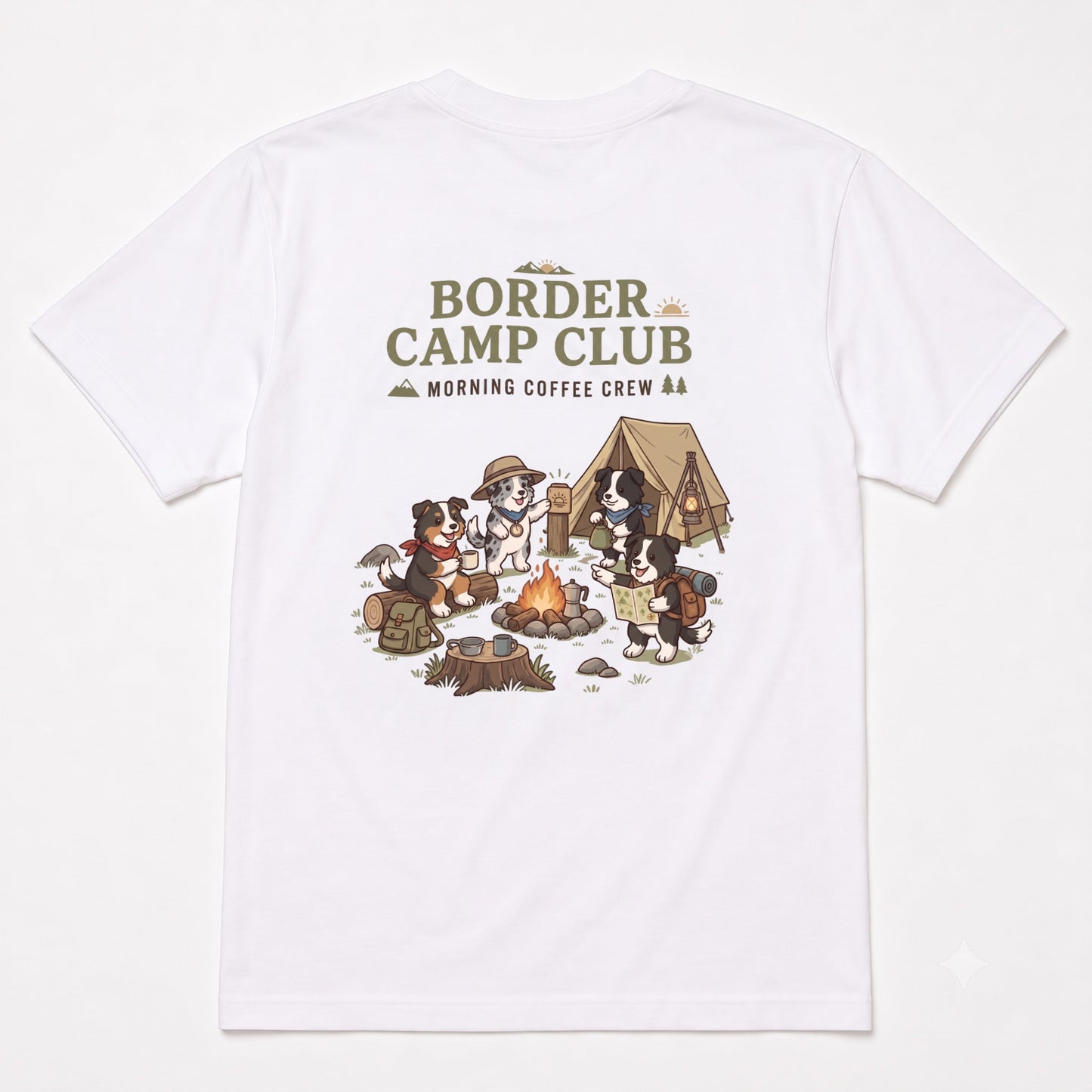 BORDER CAMP CLUB ボーダーコリー キャンプTシャツ｜バックプリント