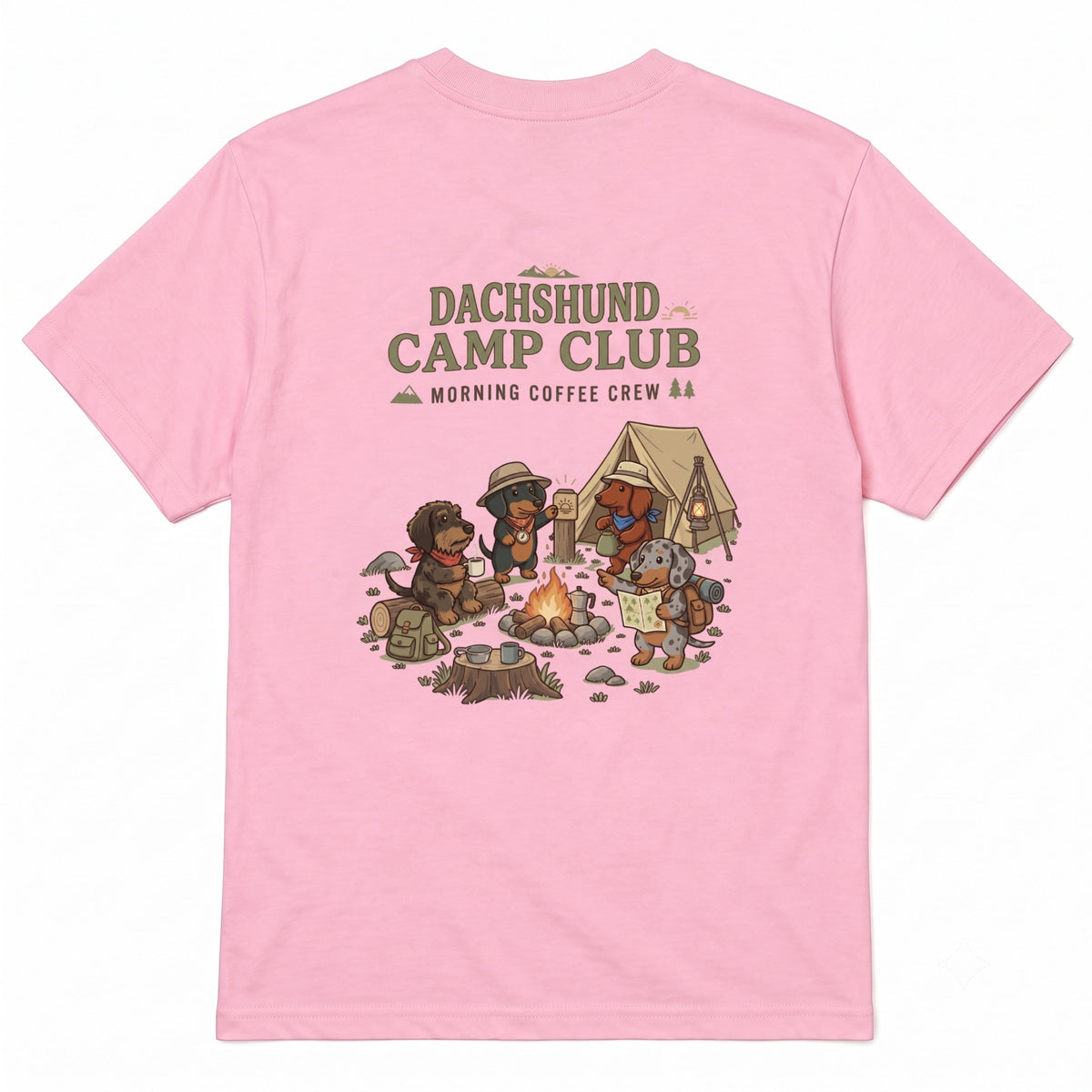 DACHSHUND CAMP CLUB ダックスフンド キャンプTシャツ｜バックプリント