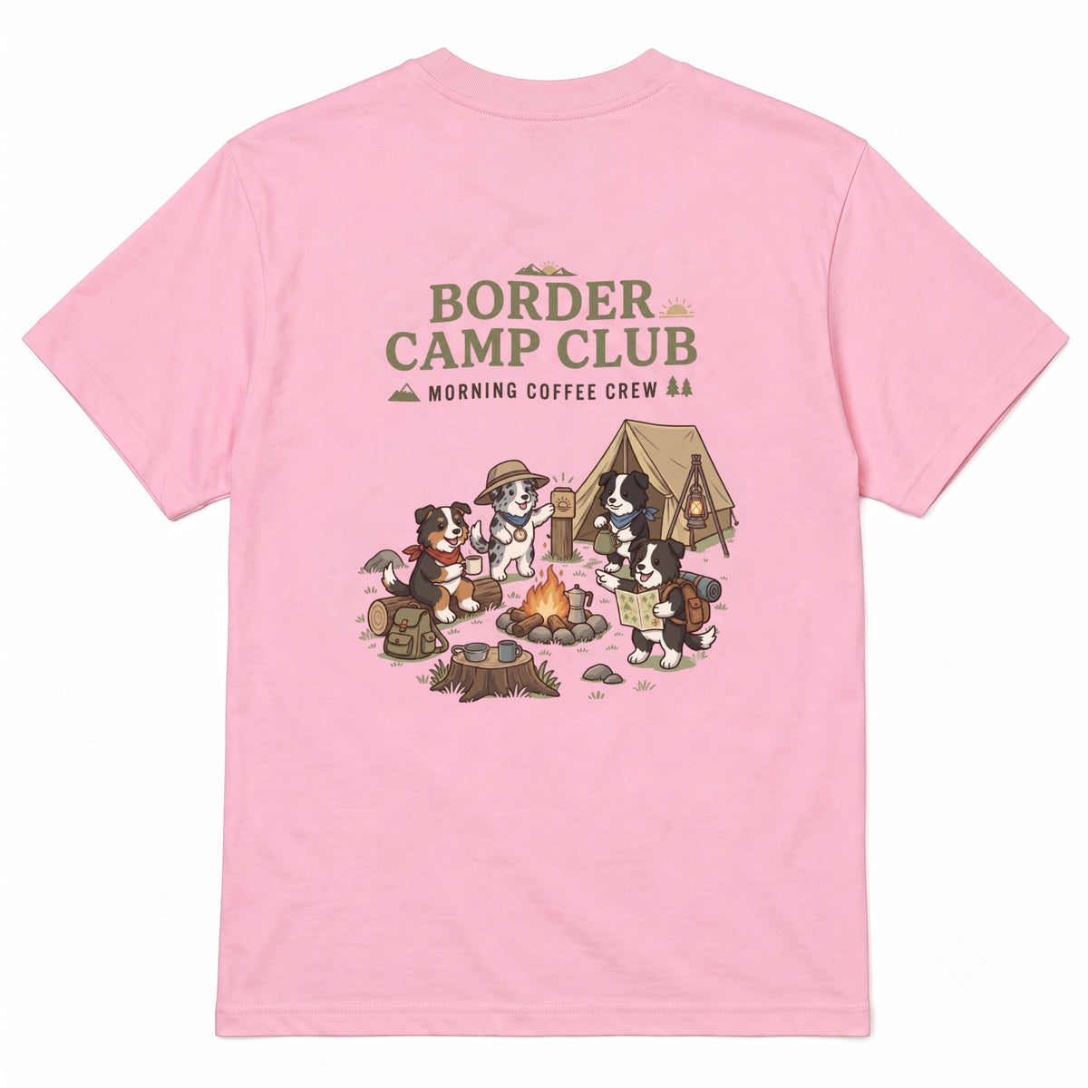 BORDER CAMP CLUB ボーダーコリー キャンプTシャツ｜バックプリント